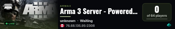 Arma 3 Server - Powered by AMP live status badge
