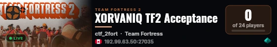 XORVANIQ TF2 Acceptance live status badge