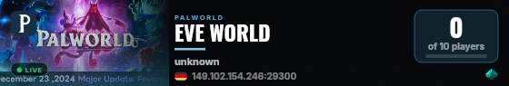 EVE WORLD live status badge