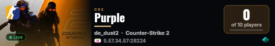 Purple live status badge