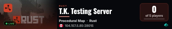 T.K. Testing Server live status badge
