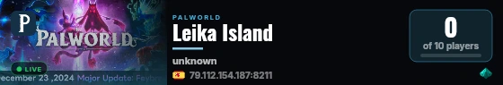 Leika Island live status badge