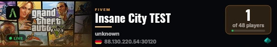 Insane City TEST live status badge