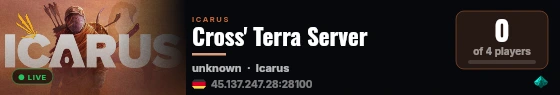 Cross' Terra Server live status badge