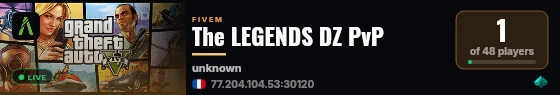 The LEGENDS DZ PvP live status badge
