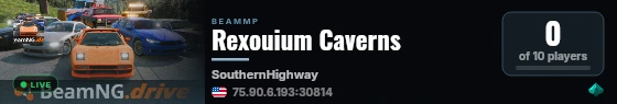 Rexouium Caverns live status badge