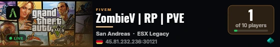 ZombieV | RP | PVE live status badge