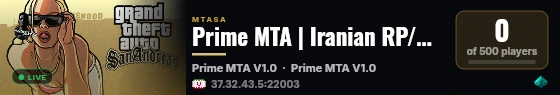 Prime MTA | Iranian RP/RPG Server live status badge