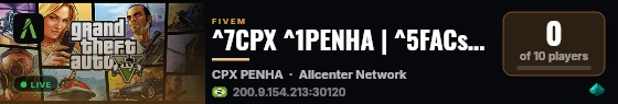 ^7CPX ^1PENHA | ^5FACs LIVRES | ^8CARRO INICIAL💎 | 💯^8PING BR +200 FPS live status badge