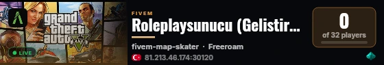 Roleplaysunucu (Gelistirme) live status badge