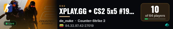 XPLAY.GG • CS2 5x5 #194 • [LT] live status badge