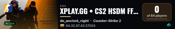 XPLAY.GG • CS2 HSDM FFA #22 • [LT] live status badge