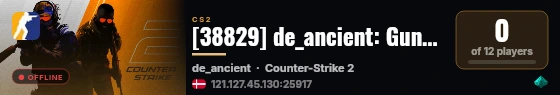 [38829] de_ancient: Gundsø_Peak vs The_Arena_Squad live status badge