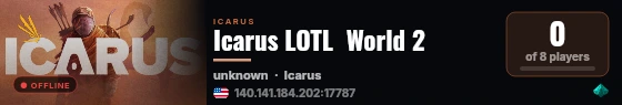 Icarus LOTL  World 2 live status badge