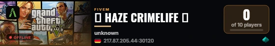 💜 HAZE CRIMELIFE 💜 live status badge