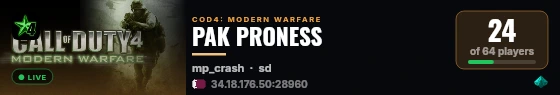 PAK PRONESS live status badge