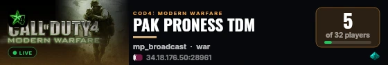 PAK PRONESS TDM live status badge