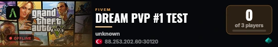 DREAM PVP #1 TEST live status badge