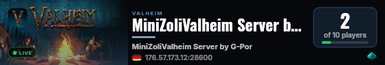 MiniZoliValheim Server by G-Portal.com live status badge
