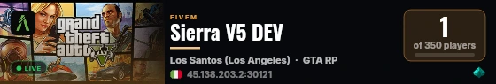 Sierra V5 DEV live status badge