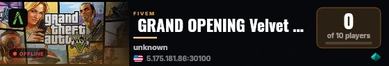  GRAND OPENING Velvet City RP 18+ live status badge