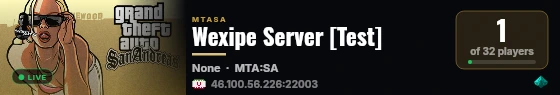 Wexipe Server [Test] live status badge