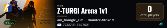 Z-TURGI Arena 1v1 live status badge