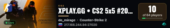 XPLAY.GG • CS2 5x5 #201 • [RU] live status badge