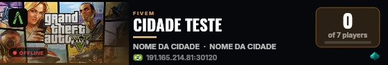 CIDADE TESTE live status badge