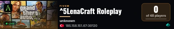 ^5LenaCraft Roleplay live status badge