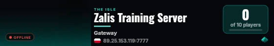 Zalis Training Server live status badge
