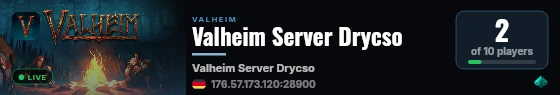 Valheim Server Drycso live status badge