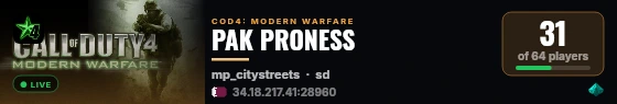 PAK PRONESS live status badge