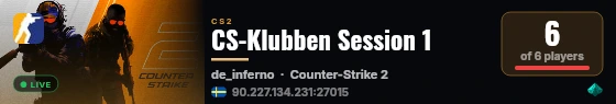 CS-Klubben Session 1 live status badge