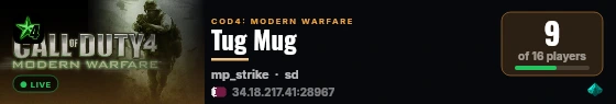 Tug Mug live status badge