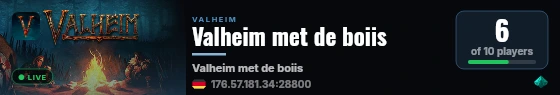 Valheim met de boiis live status badge