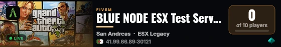 BLUE NODE ESX Test Server live status badge