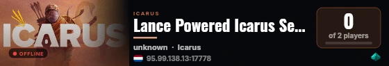 Lance Powered Icarus Server live status badge