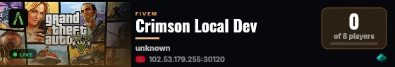 Crimson Local Dev live status badge