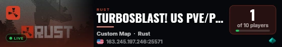 TURBOSBLAST! US PVE/P | TESTING R&D SERVER | RESTARTS POSSIBLE! live status badge