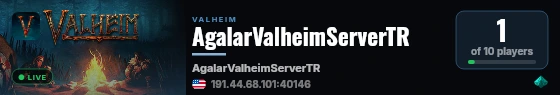 AgalarValheimServerTR live status badge