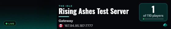Rising Ashes Test Server live status badge