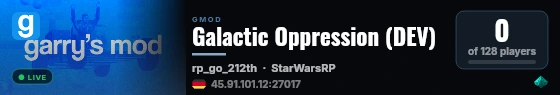 Galactic Oppression (DEV) live status badge