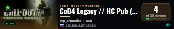 CoD4 Legacy // HC Pub (rus) live status badge