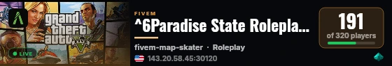 ^6Paradise State Roleplay ➜ BAN WIPE live status badge