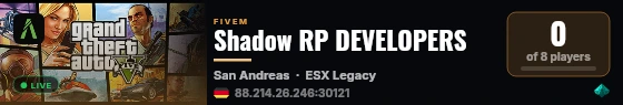 Shadow RP DEVELOPERS live status badge