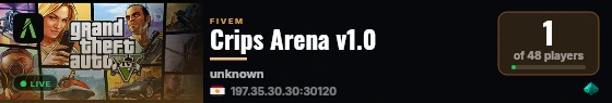 Crips Arena v1.0 live status badge
