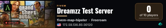 Dreamzz Test Server live status badge