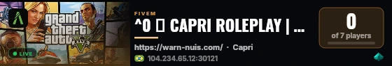 ^0 🔨 CAPRI ROLEPLAY | ^5CAPRI 3.0 live status badge