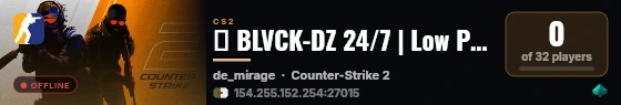★ BLVCK-DZ 24/7 | Low Ping - !ws !knife | Public Server ★ live status badge